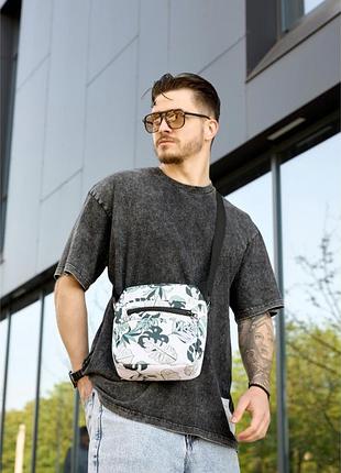 Чоловіча сумка через плече месенджер sambag makros принт "leaves"