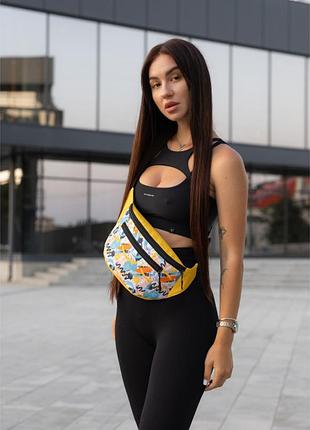 Велика тканева сумка  з екошкірою на пояс бананка sambag tirso max жовта