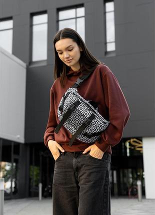 Велика жіноча поясна сумка бананка sambag dynamicdart тканева принт "cube"