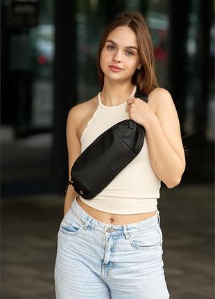 Сумка через плече бананка sambag holster msh чорна з перфорацією