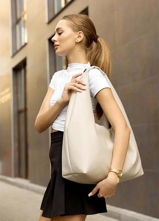 Жіноча сумка sambag hobo l  сірий шовк