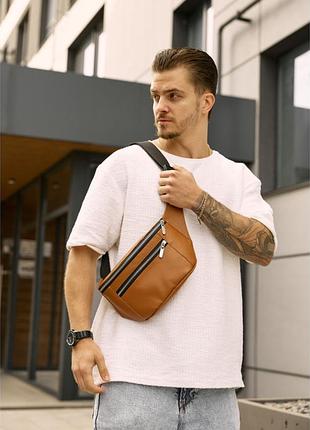 Кожаная сумка на пояс sambag tirso mkh рыжая