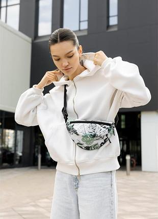 Женская сумка на пояс бананка sambag urban skhm принт "leaves"