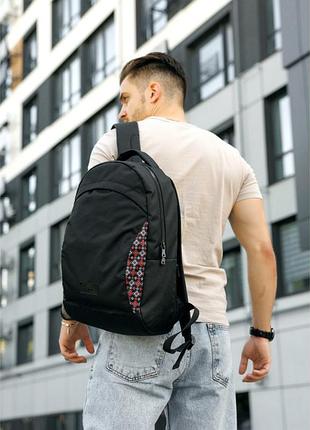 Чоловічий рюкзак sambag zard lzn чорний тканевий принт