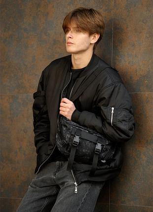 Большая мужская поясная сумка бананка sambag dynamicdart черный принт