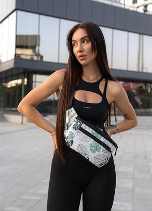 Сумка на пояс sambag tirso max принт "leaves"