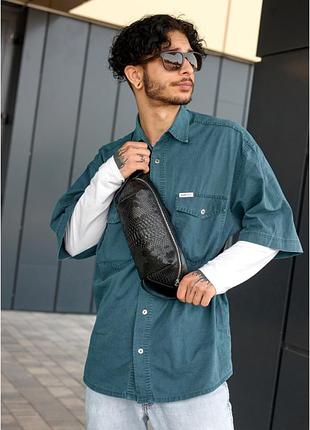 Сумка через плече бананка sambag holster msh чорна з перфорацією