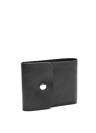 Жіночий шкірняий гаманець 0sh чорний з перфорацією