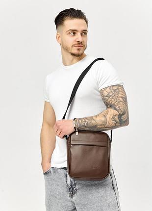 Сумка через плече месенджер sambag makros коричнева