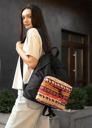 Жіночий рюкзак sambag active чорний тканевий з принтом "africa"