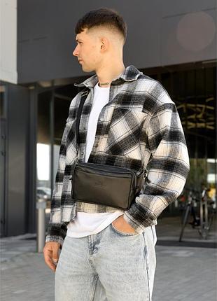 Сумка на пояс серый нубук