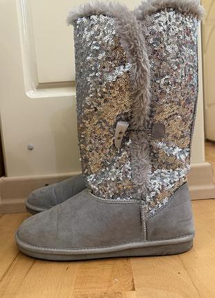Угги justice з паєтками та утепленням з еко-хутра