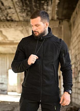 Тактическая флисовая кофта сота черная пп7963(2 - 02)