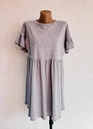 Сукня міді new look m l трикотажна висока талія ампір сіра меланж плаття базове спортивне як нове оверсайз