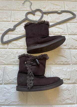 Дитячі зимові чобітки з хутром, розмір 25 коричневі угги