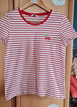 Жіноча футболка в червону білу смужку від only
