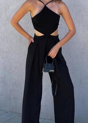 Нарядный черный комбинезон м