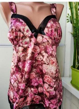 Топ в бельевом стиле, майка для сна искусственный шелк, топ под жакет