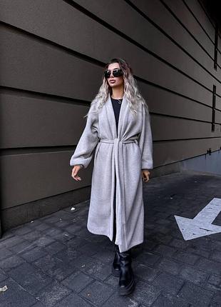 Мʼякий довгий кардиган ♥️ жіночий сірий кардиган з поясом ♥️ подовжений кардиган