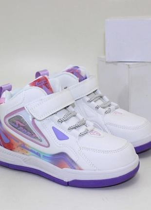 Білі хайтопи кросівки для дівчаток