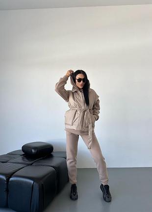 Женский костюм тройка (жилетка+брюки+худи)