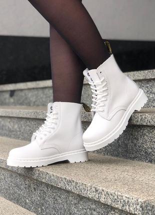 Dr martens classic white, жіночі черевики мартінси весна-осінь білі