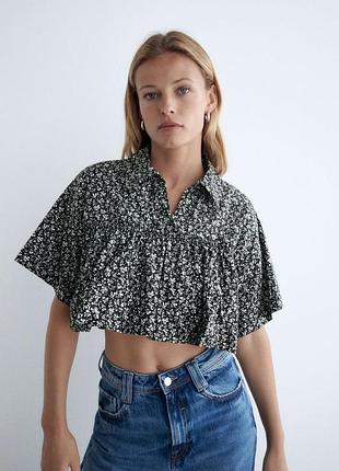 Кроп блузка укорочена zara m котон