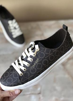Кеды женские calvin klein michaela brown коричневые оригинал кроссовки
