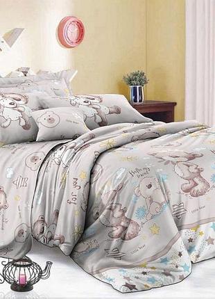 Детская постель мишка тедди. полуторный комплект  белья. бязь, коттон, бежевая