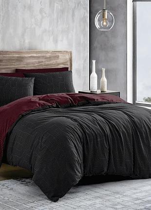 Двуспальный комплект постельного белья лабиринт gold lux бязь, коттон, темно-серая (d)