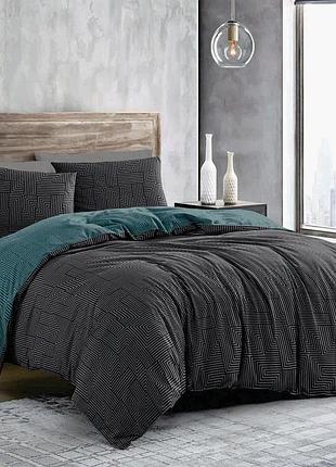 Двуспальный комплект постельного белья лабиринт gold lux бязь, коттон, серая (d)