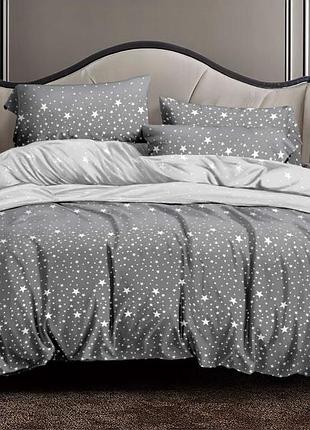Двуспальный комплект постельного белья звездное небо gold lux бязь, коттон, серый (d)