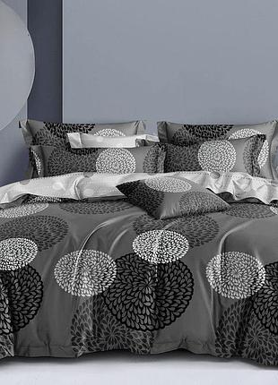 Двуспальный комплект постельного белья абстракция gold lux бязь, коттон, серая (d)