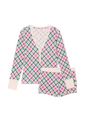 Victorias secret пижама реглан и шорты short pajama set plaid