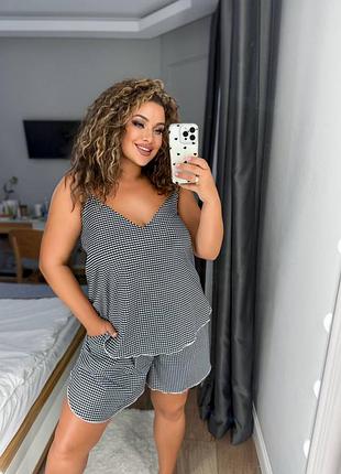 Женская пижама шорты с карманами и майка на бретельках