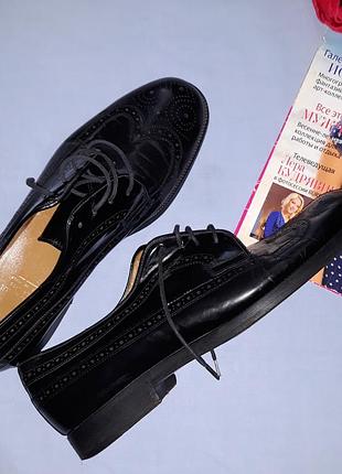 Туфлі лофери броги шкіра розмір 44 чорні оксфорди осінні класичні italia 220 г 29-29/5 см