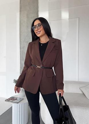 Піджак жіночий жакет костюмка базовий класичний прямий на ґудзику батал демісезонний коричневий чорний сірий осінній весняний літній
