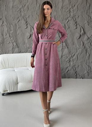 Вельветова пудрова сукня