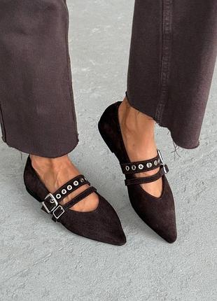 Стильные балетки женские натуральная замша (италия)