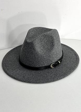 Шерстяная фетровая шляпа федора унисекс с широкими полями 9,5 см черная