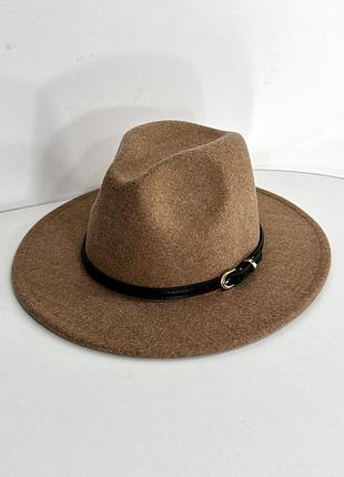 Вовняний капелюх федора з ремінцем унісекс urban classic коричневий