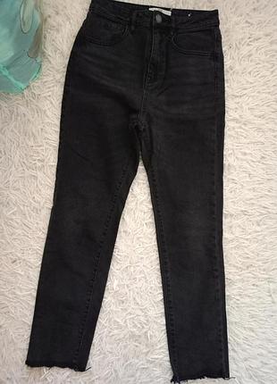 Джинсы черные s высокая талия