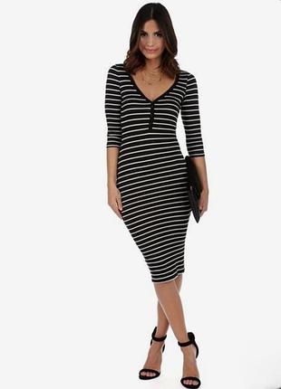 Платье миди в рубчик