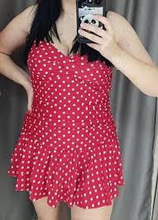 Женский слитный малиновый купальник танкини с юбкой большой размер. батал. hibiscus купальник-платье купальник, купальник-платье