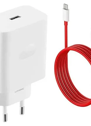 Зарядное устройство oneplus 100w supervooc vcbaobeh 1u + кабель usb/type-c white