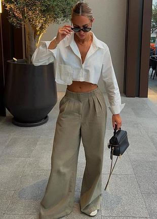 Укорочена цупка бавовняна сорочка з карманом від staff🔥топ якість