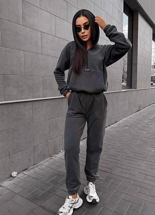 Графитовый флисовый спортивный костюм