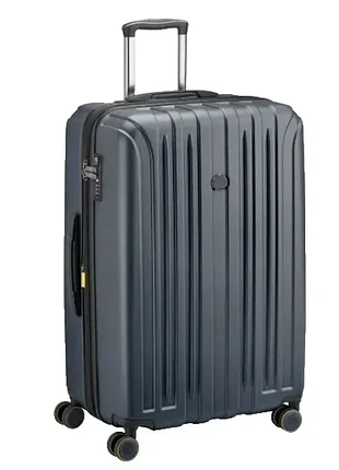 Дорожный чемодан delsey paris, черный с серым цветом, поликарбонат с кодовым tsa-замком, колеса спиннер
