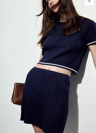 H&m спідниця з косами | s/m | темно-синій