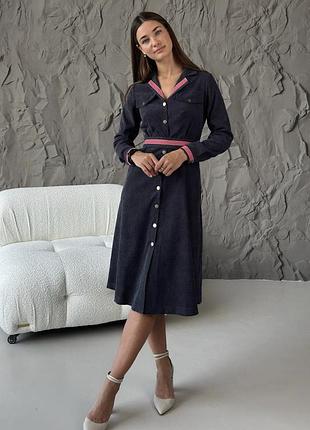 Вельветовое платье миди